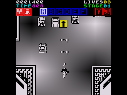 Action Fighter (ZX Spectrum) screenshot: Double machine gun and a rocket launcher power up