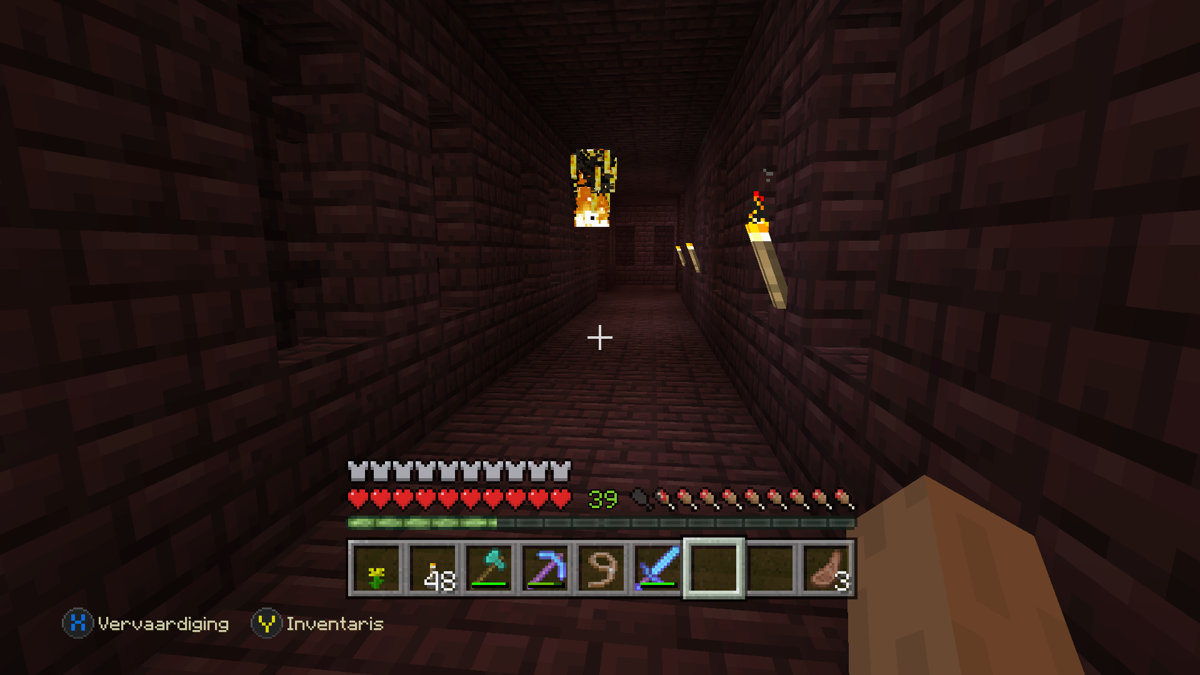 Minecraft: PlayStation 4 Edition (Xbox One) screenshot: Fighting a Blaze in a Nether Fortress