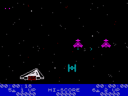 Ad Astra (ZX Spectrum) screenshot: These spaceships seem very familiar as you can see