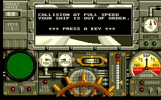 Advanced Destroyer Simulator (Amiga) screenshot: Collision at full speed