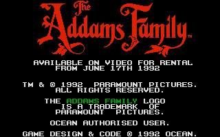 The Addams Family (Atari ST) screenshot: The title screen