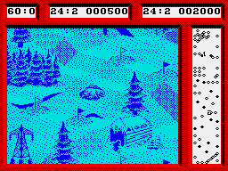 Professional Ski Simulator (ZX Spectrum) screenshot: Running a bit off-line