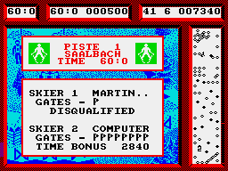 Professional Ski Simulator (ZX Spectrum) screenshot: But made it through in the end