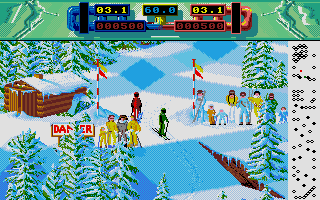 Professional Ski Simulator (Atari ST) screenshot: Level one