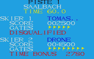 Professional Ski Simulator (Atari ST) screenshot: The results are in