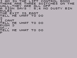 Adventure A (ZX Spectrum) screenshot: A nod to the popular at the time quiz show 3,2,1