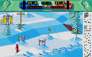 Professional Ski Simulator (Atari ST) screenshot: I made it to the finish