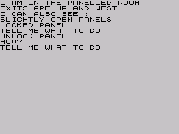 Adventure B (ZX Spectrum) screenshot: Think about the panel