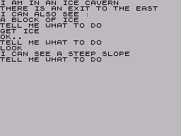 Adventure A (ZX Spectrum) screenshot: Typing look can sometimes give you extra info which can help you solve that puzzle