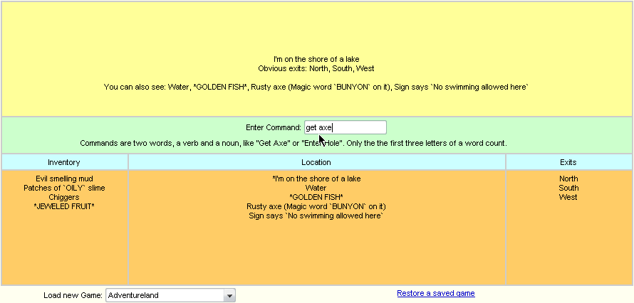 Adventureland (Browser) screenshot: Ooh, magic words!