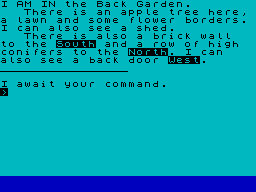 Ground Zero (ZX Spectrum) screenshot: You go out into the garden to look for more supplies
