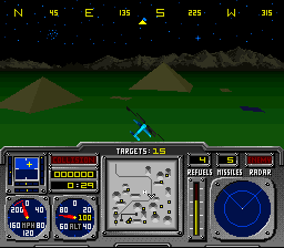 Steel Talons (SNES) screenshot: Night mission.