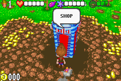 The Adventures of Jimmy Neutron: Boy Genius Vs. Jimmy Negatron (Game Boy Advance) screenshot: Back in Retroville, I can buy things at the shop.
