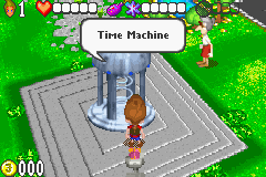 The Adventures of Jimmy Neutron: Boy Genius Vs. Jimmy Negatron (Game Boy Advance) screenshot: I can enter the time machine. It will take me to the age of dinosaurs.