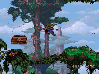 The Adventures of Lomax (PlayStation) screenshot: See that "?" box? It propels Lomax up like a cannon.