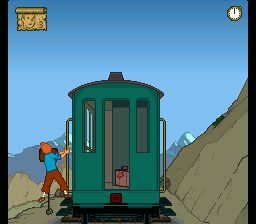 The Adventures of Tintin: Prisoners of the Sun (SNES) screenshot: A train ride in the Andes