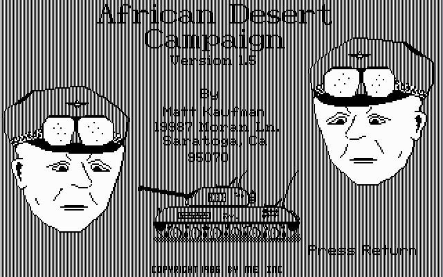 African Desert Campaign (DOS) screenshot: Title Screen.