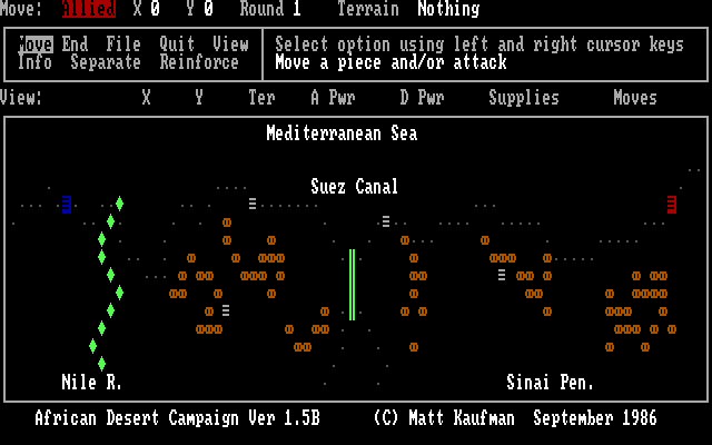 African Desert Campaign (DOS) screenshot: The battle for the Suez Canal.