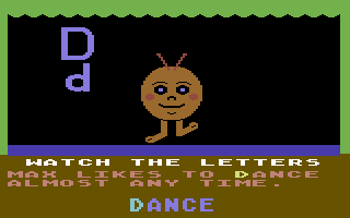 Romper Room's I Love My Alphabet (Commodore 64) screenshot: Max is dancing
