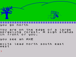 Invincible Island (ZX Spectrum) screenshot: Found an axe
