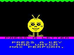 Romper Room's I Love My Alphabet (ZX Spectrum) screenshot: Press a letter