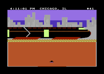 Agent USA (Atari 8-bit) screenshot: These rocket trains can travel further and faster