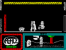 Agent X (ZX Spectrum) screenshot: Kicked away by some nasty guy