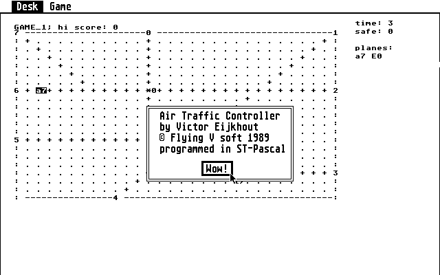 Air Traffic Controller (Atari ST) screenshot: Info box