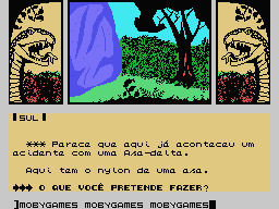 A Lenda da Gávea (MSX) screenshot: Nylon fabric, the remains of a hang glider accident
