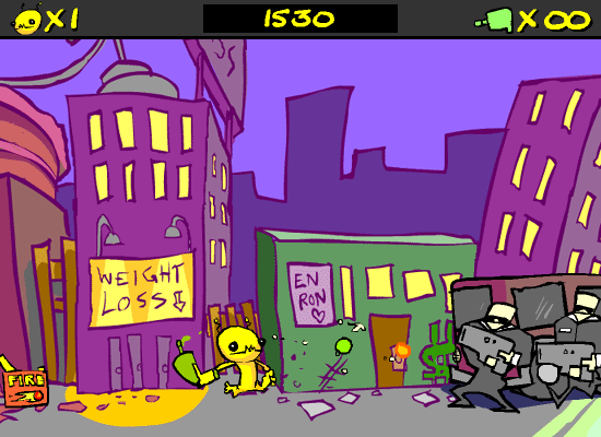 Screenshot of Alien Hominid (Browser, 2002) - MobyGames