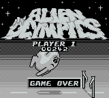 Alien Olympics (Game Boy) screenshot: When the game is over, your final score is displayed