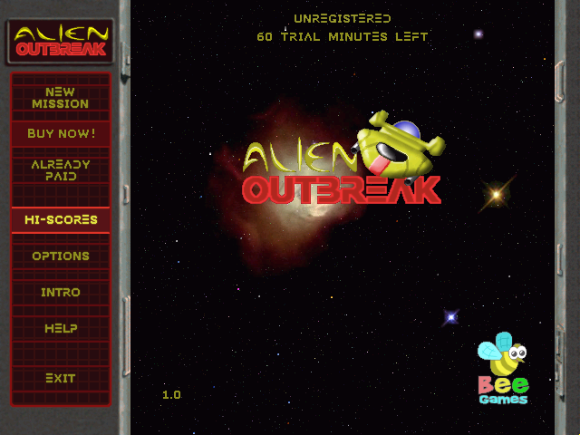 Outbreak (Windows) screenshot: Main menu