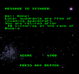 WarpSpeed (Genesis) screenshot: Well Done.