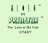 Alien vs Predator: The Last of His Clan (Game Boy) screenshot: Title and game start