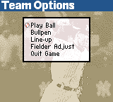 All-Star Baseball 2001 (Game Boy Color) screenshot: Team options menu.