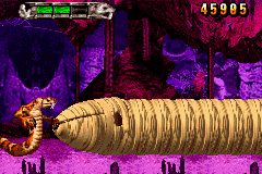 Altered Beast: Guardian of the Realms (Game Boy Advance) screenshot: Fight a huge worm boss.