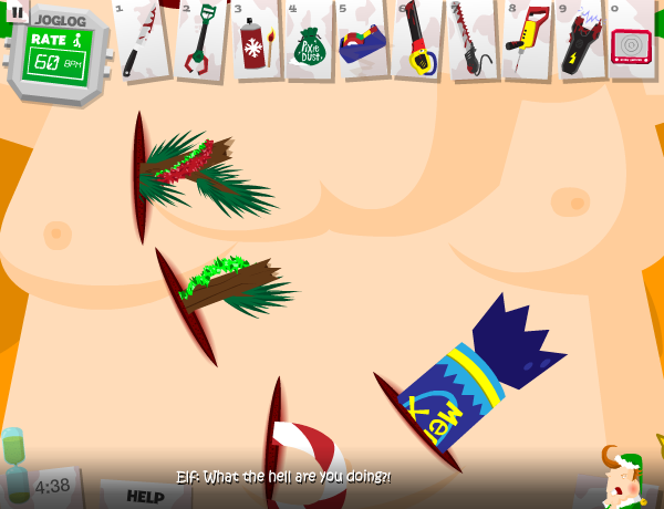 Amateur Surgeon: Christmas Edition (Browser) screenshot: First pull out all objects.
