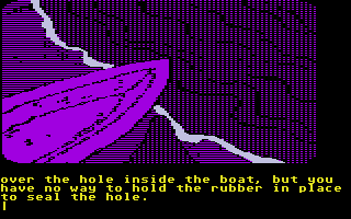 Amazon (Atari ST) screenshot: A native boat.