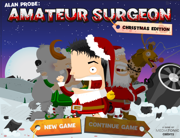 Amateur Surgeon: Christmas Edition (Browser) screenshot: Main menu