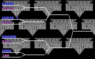 American Gladiators (Amiga) screenshot: The tournament table