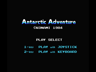 Antarctic Adventure (MSX) screenshot: Title screen