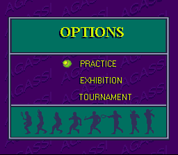 Andre Agassi Tennis (SNES) screenshot: Game options