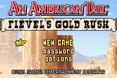 An American Tail: Fievel's Gold Rush (Game Boy Advance) screenshot: Main menu