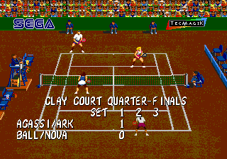 Andre Agassi Tennis (Genesis) screenshot: Scoreboard