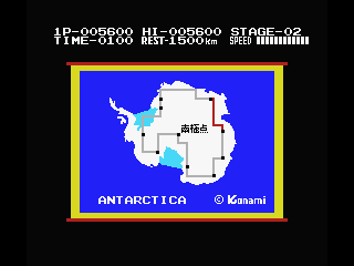 Antarctic Adventure (MSX) screenshot: Antarctica Map (Japanese)