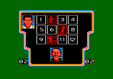 A Question of Sport (Amstrad CPC) screenshot: Choose a card to determine what question I'll get.