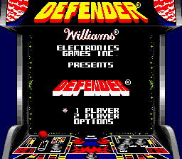 Arcade Classic 4: Defender/Joust (Game Boy) screenshot: Defender title screen