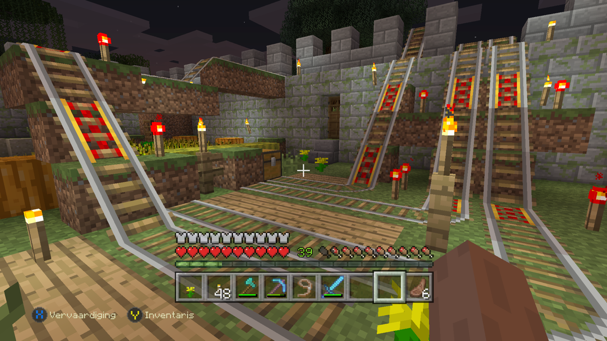 Minecraft: PlayStation 4 Edition (Xbox One) screenshot: The crossroads of rails