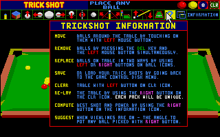 Archer Maclean's Pool (Atari ST) screenshot: Explaining the icons