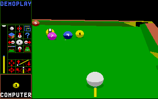 Archer Maclean's Pool (Atari ST) screenshot: Demo - computer chases down the balls